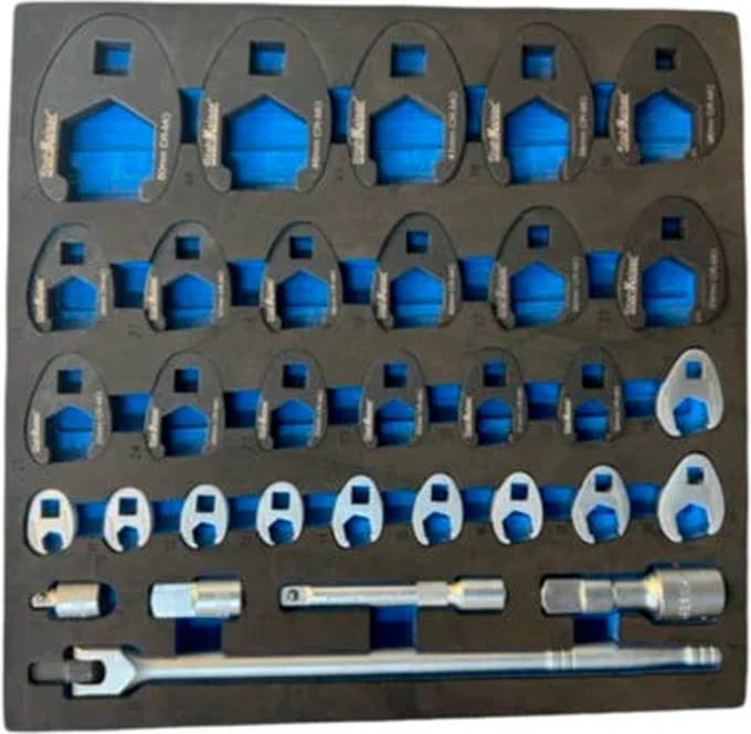 Kraaienpootsleutel set in schuim 2/3, 32 dlg 3/8"+1/2"+3/4"