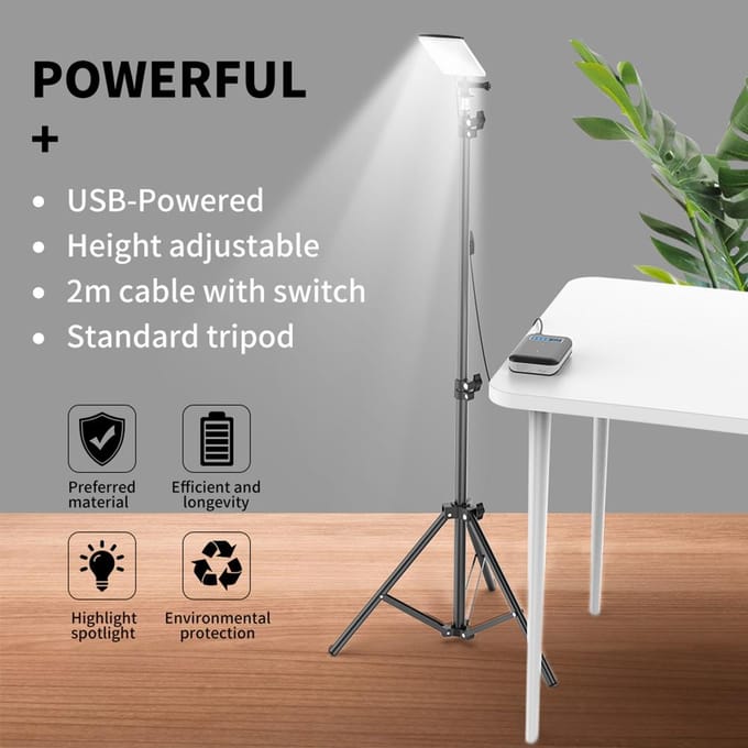 Camping LED-licht met Statief Buitenwerklamp met Statief zwart