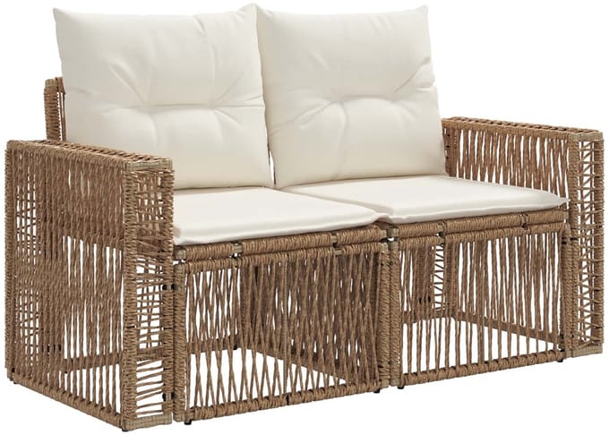vidaXL - Tuin - Sofa - 2-Aantal - zitplaatsen - Beige - poly - rattan