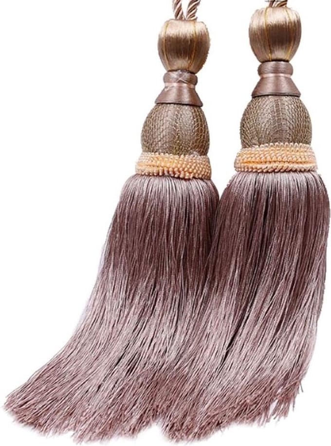 2pcs Decorative Curtain Tassels Curtain Strap Tassel Tiebacks Window Curtain Buckle Clips (Light Coffee)