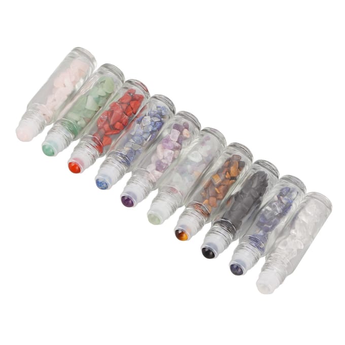 10 Stuks Essentiële Olie Rollerbal Flessen Transparant met Bamboe Deksel Roll On Parfum Sample 10ml white