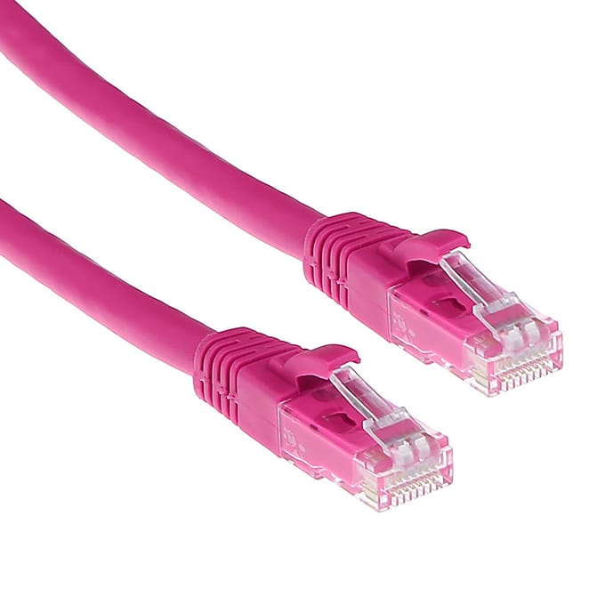 ACT Roze 0,5 meter U/UTP CAT6A patchkabel snagless met RJ45 connectoren IB2400