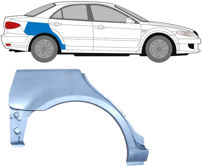 Reparatiepaneel achterspatbord voor Mazda 6 GG GY 2002-2007 / Rechts / HATCHBACK
