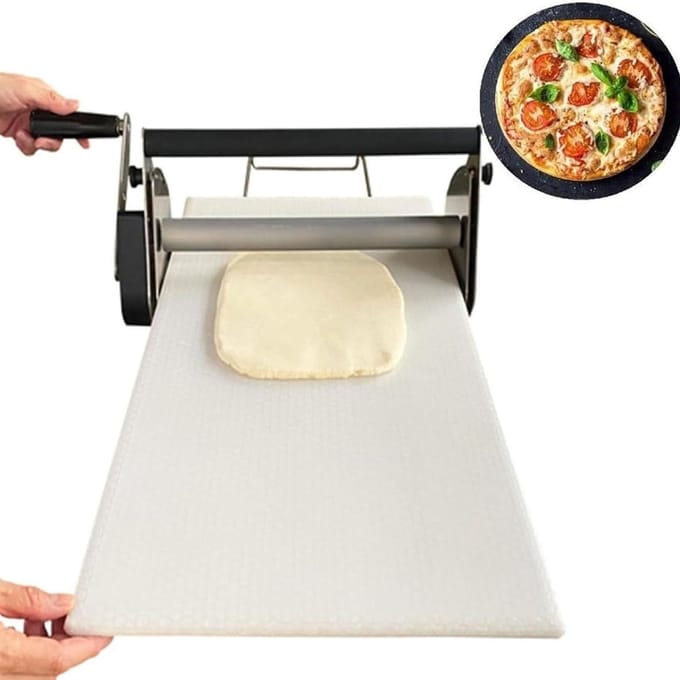 Deegrol Machine - Pastry Maker - Bakken Thuis - Verstelbare Dikte - 37.5 cm Gevouwen - Zilver