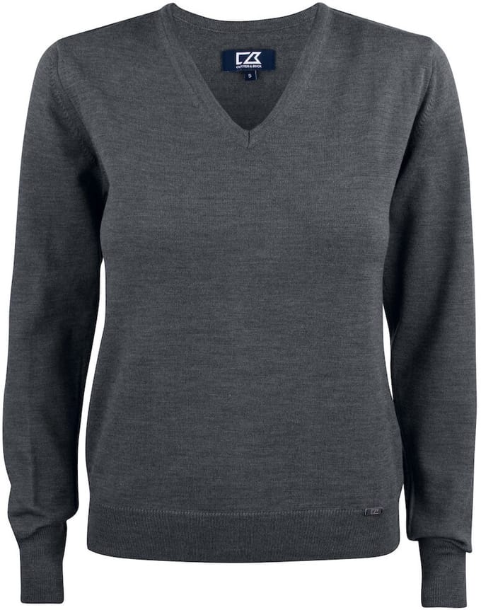 Cutter & Buck Everett V-neck Dames 355431 - Antraciet Melange - M