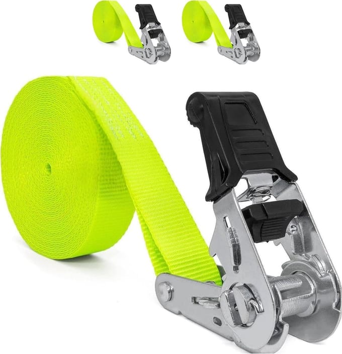 Spanbanden set - Sjorbanden lading - Lading zekeren - 800 kg draagvermogen - 4 meter lang - Groen