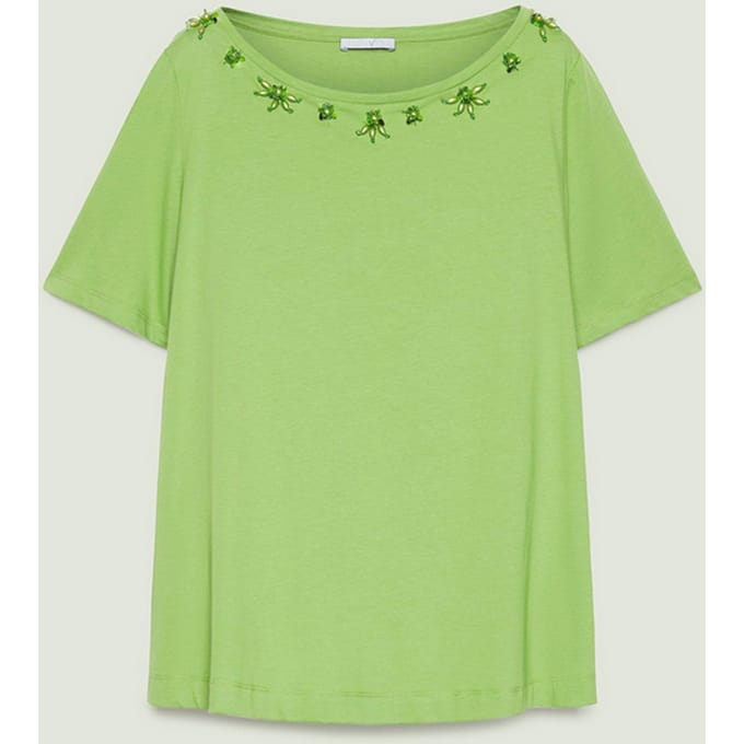 T-shirt geborduurd vrouw groen