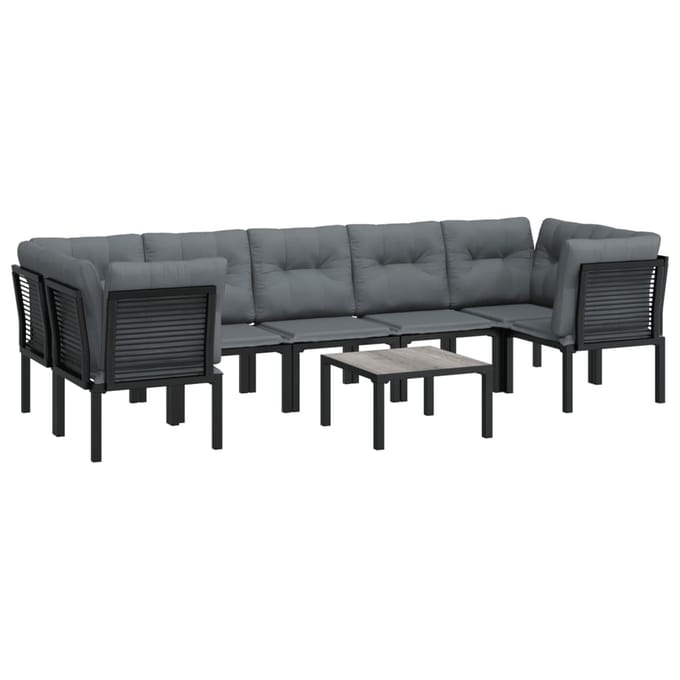 vidaXL - 8-delige - Loungeset - poly - rattan - zwart - en - grijs