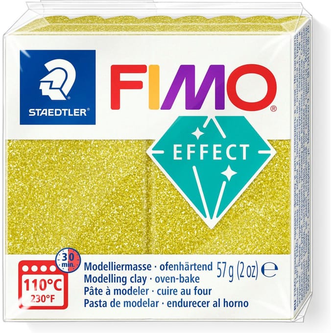 FIMO effect ovenhardende boetseerklei standaard blokje 57 g - glitter goud