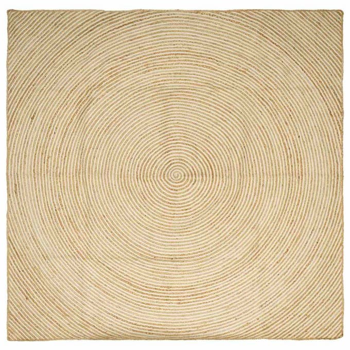 vidaXL - Gebied - Tapijt - Natuurlijk - en - Wit - 240 - x - 240 - cm - Jute