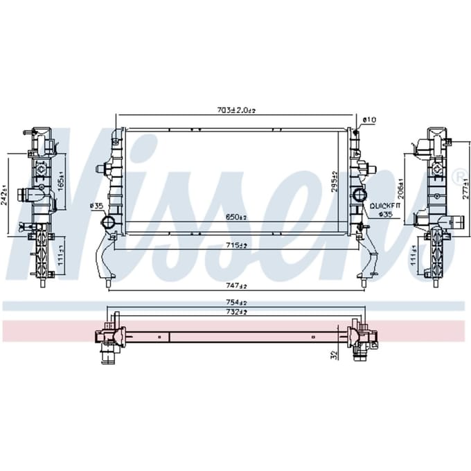 Radiator, motorkoeling NISSENS 606801