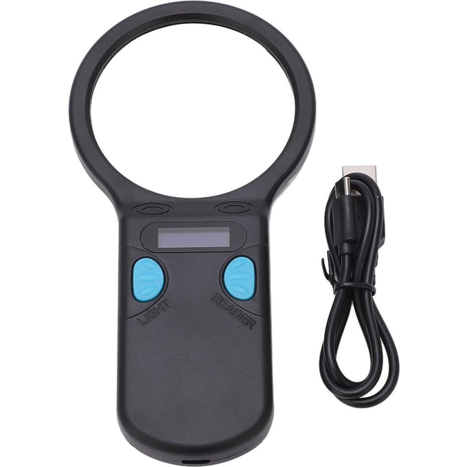 Huisdier Microchip Scanner Bluetooth Dieren Microchip Tag Lezer Scanner met Vergrootglas LED Licht black
