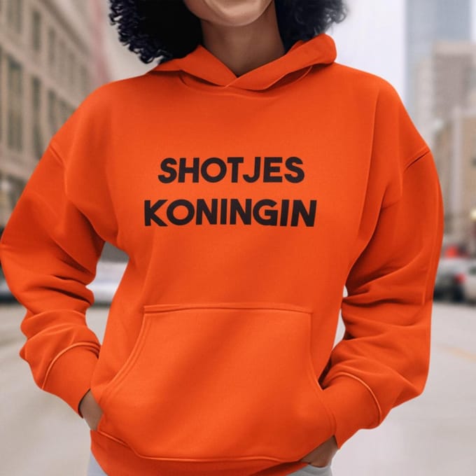 Oranje Koningsdag Hoodie Shotjes Koningin M
