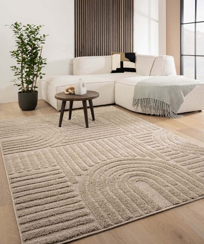 Scandinavisch vloerkleed - Arc Bend beige 80x150
