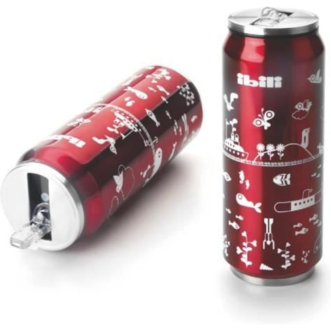 Canette Isotherme - Ibili - 500 ml - Acier Inoxydable 18/10 - Double Paroi - Réutilisable rouge