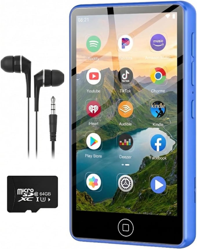 SNJY® MP3 Speler Bluetooth - MP4 Speler - Muziek Speler - Touchscreen - 144GB - Blauw