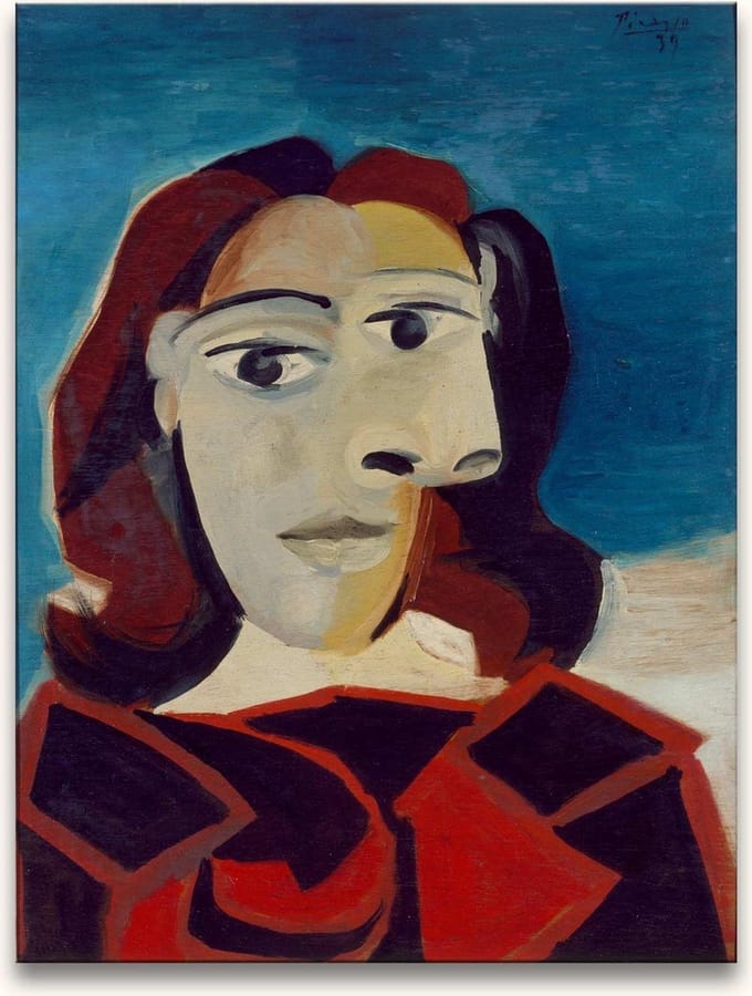 Handgeschilderd schilderij Olieverf op Canvas - Pablo Picasso 'Josephine in Rood'