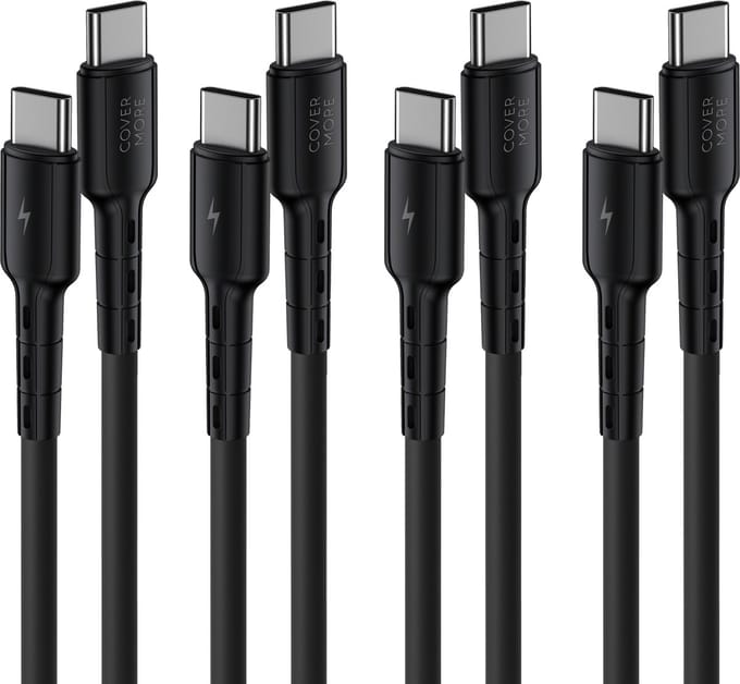 Usb C naar usb C kabel - 4 stuks - 1m - Snellaad en data kabel - Zwart
