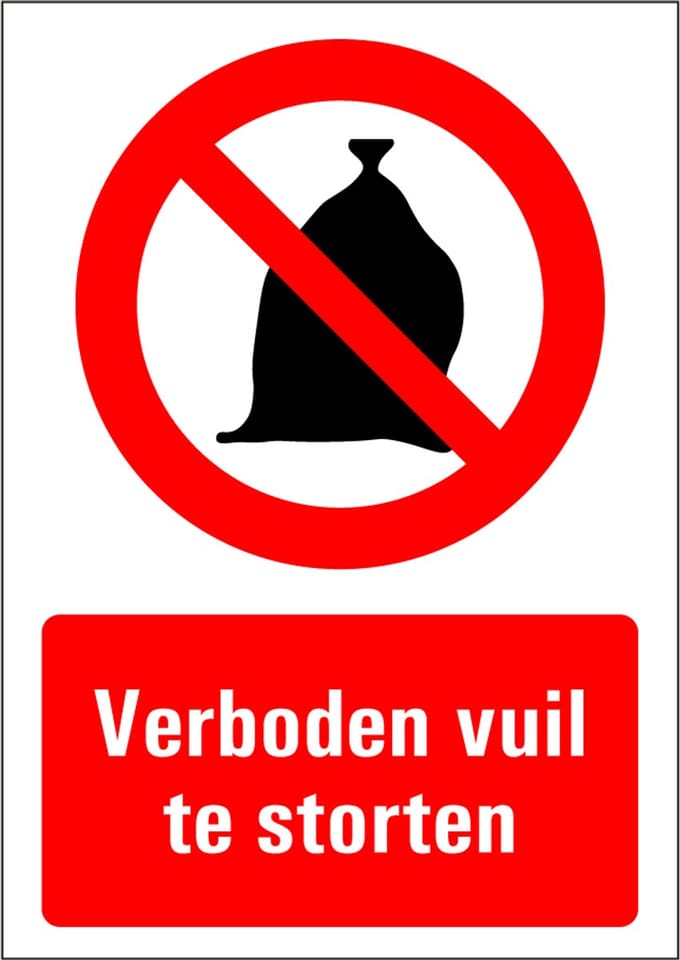 Verboden vuil te storten bord, kunststof 148 x 210 mm