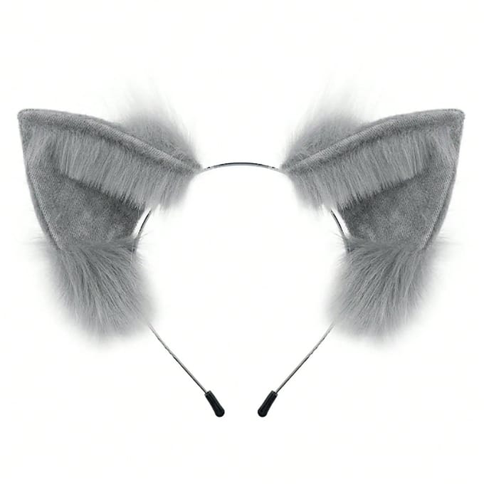 Pluizige Kat Wolf Vos Oren Haarband Halloween Hoofddeksel Cosplay Kostuum Feest, Rave wit