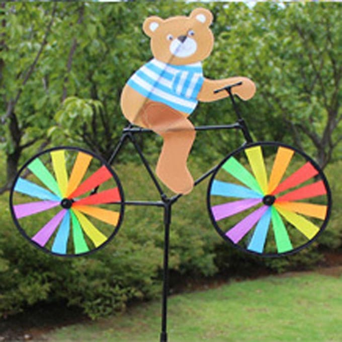 Animal 3D sur Vélo Moulin à Vent Piquet de Sol Coloré Activité Extérieure Décoration Intérieure