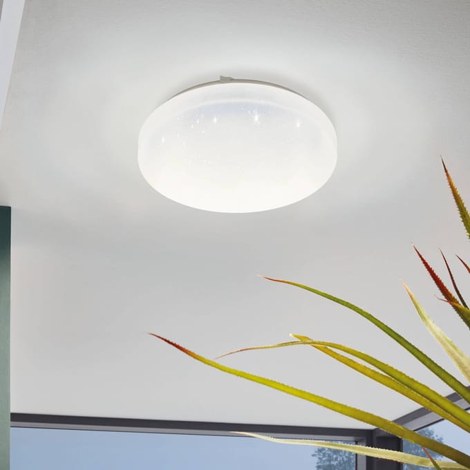 EGLO Frania-s - LED-plafondlamp - Ø28 cm - 1-lichts - wit/kristaleffect