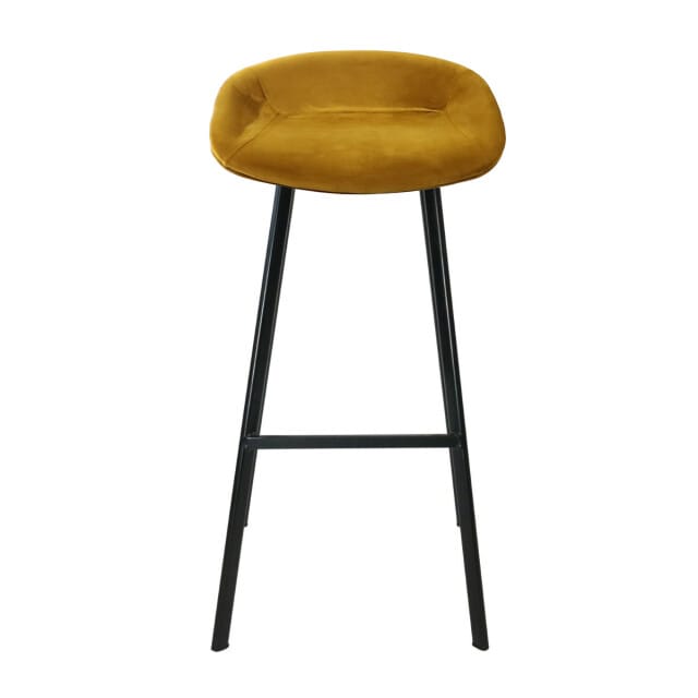 KICK® FINN Barkruk Goud – Zithoogte 80 cm – Velvet – Stalen Frame