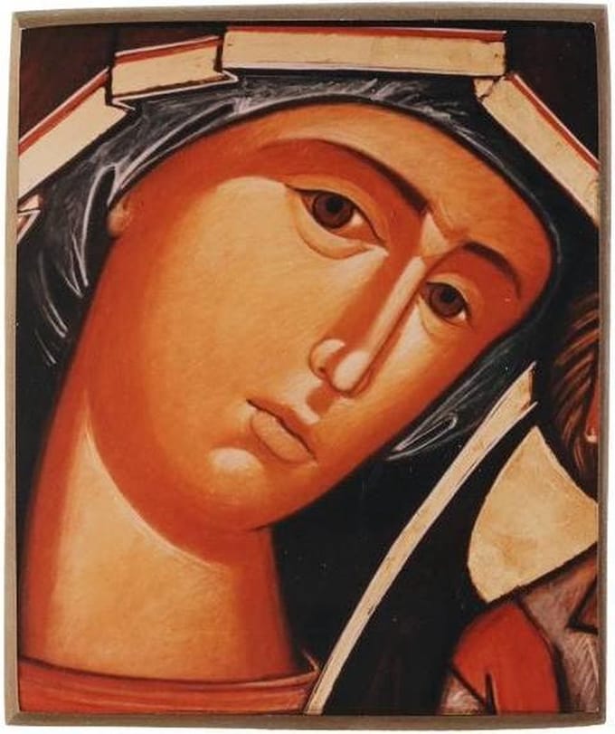 Ikoon op hout maat 10.5 x 12.5cm Maria