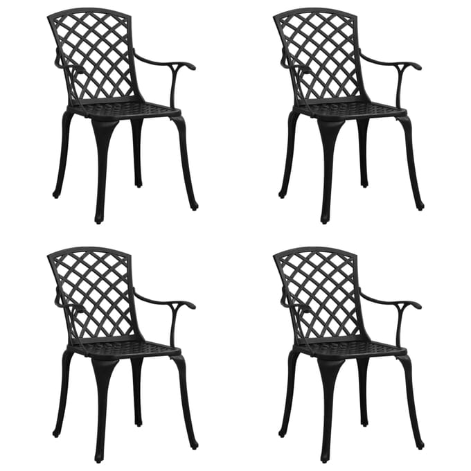 vidaXL - Tuinstoelen - 4 - st - gietaluminium - zwart