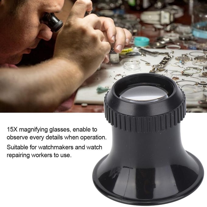 Loupe de réparation de montres 15X, loupe portative pour montres et bijoux