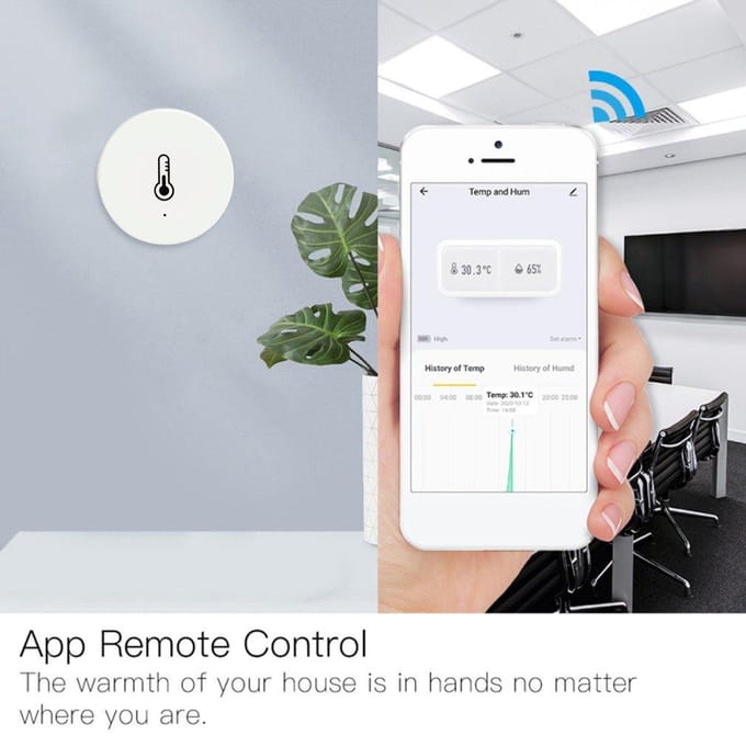 ZigBee temperatuur-vochtigheidssensor met alarmfunctie APP-controle binnentemperatuurvochtigheid wit