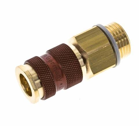 Messing DN 7.2 (Euro) Bruin-Coded Luchtkoppeling Snelkoppeling G 1/2 inch Buitendraad - CLS7-M-B-BRO-P-CD-012