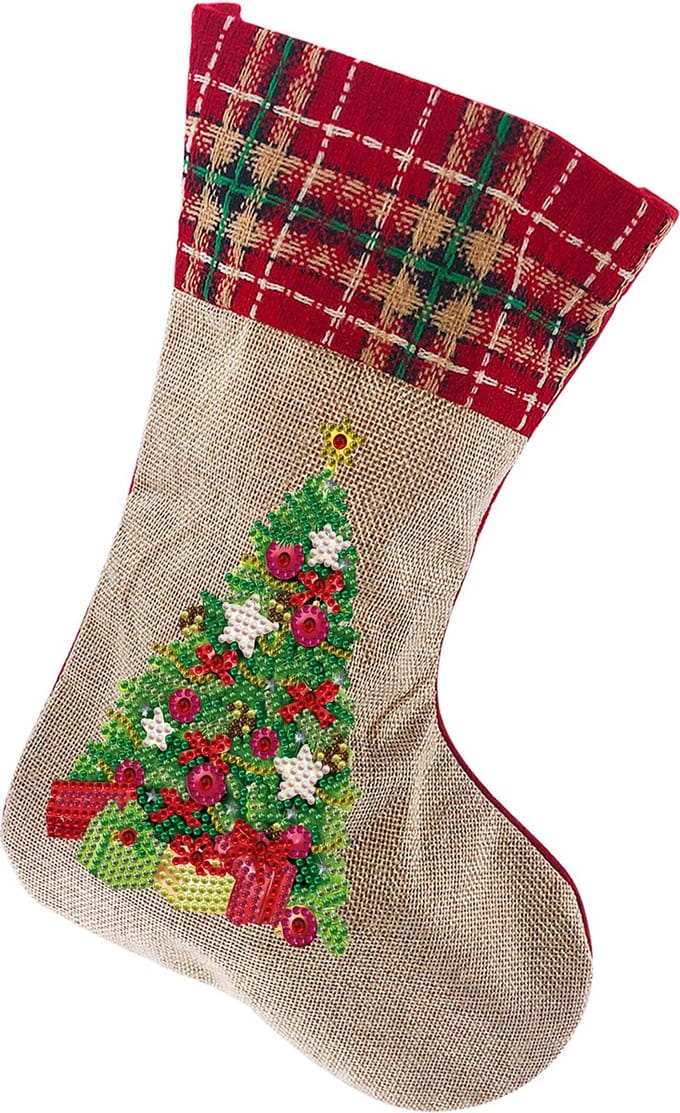 Kerstsok - 05 - Kerstboom - Diamond painting - compleet pakket - Diamond painting by Wietske