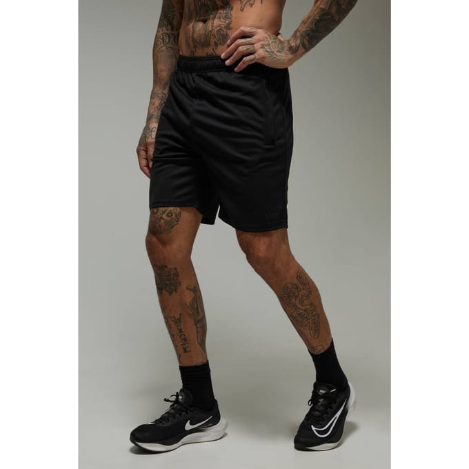 Tall Man Active Zip Pockets Stretch 7inch Gym Short | Black | Size Medium