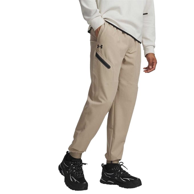 Under Armour Unstoppable geweven joggingbroek voor heren (Beige/Zwart)