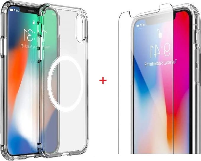 Xtabarya iPhone 7/8 plus Hoesje Magnetic met HaloLock ring inclusief screenprotector van hoge kwaliteit transparat