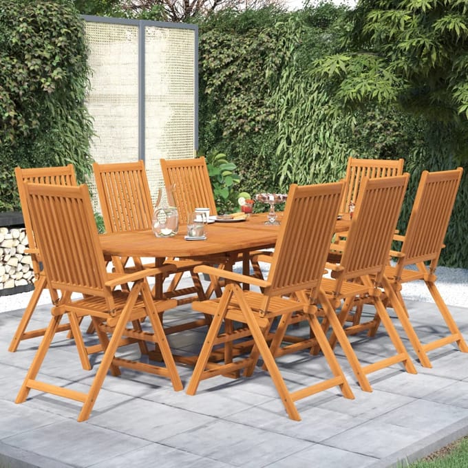 vidaXL - 9-delige - Tuinset - massief - acaciahout - 160-240 - cm