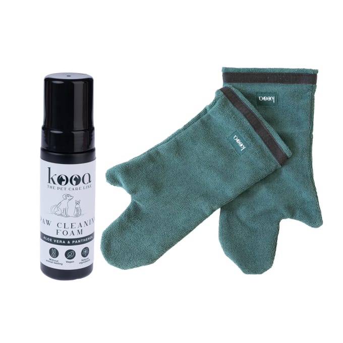 kooa paw reinigingsschuim Voordeelset: Reinigingsschuim (170 ml) + 2 × kooa drooghandschoenen