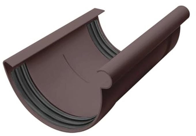 Halfronde Goten Connector 100mm - Donkerbruin, PVC-U Kunststof