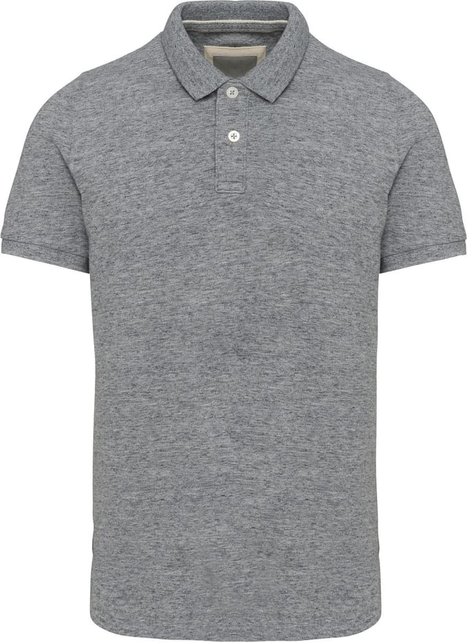 Herenpolo 'Vintage Washed' korte mouwen Slub Heather - M