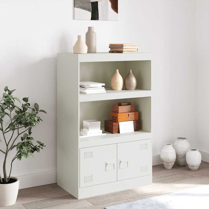vidaXL - Dressoir - 67x39x107 - cm - staal - wit