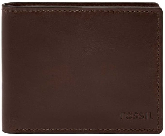 FOSSIL Kaarthoes Derrick RFID Bifold Dark Brown Bruine
