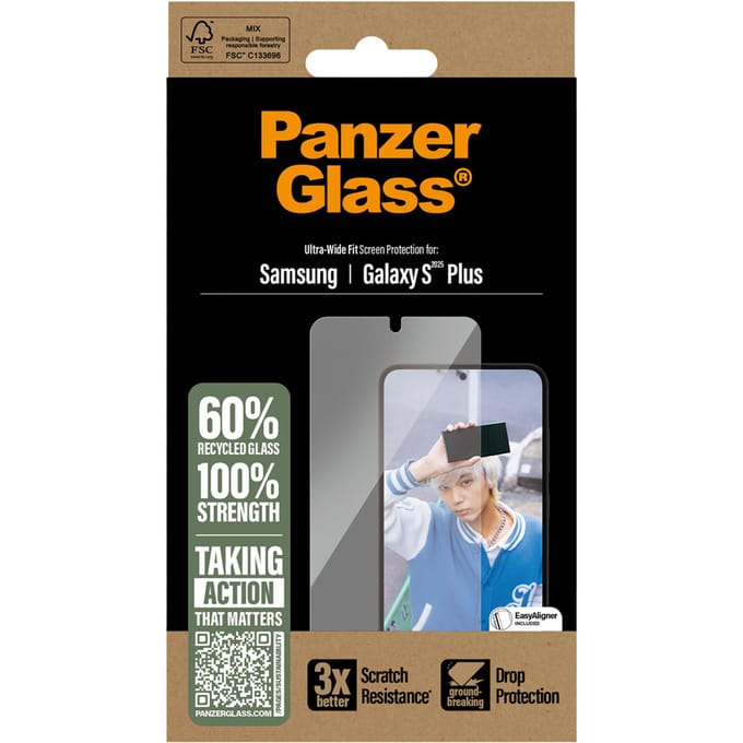 PanzerGlass Screenprotector geschikt voor Samsung Galaxy S25 Plus Glazen | PanzerGlass Ultra-Wide Fit Screenprotector - Case Friendly
