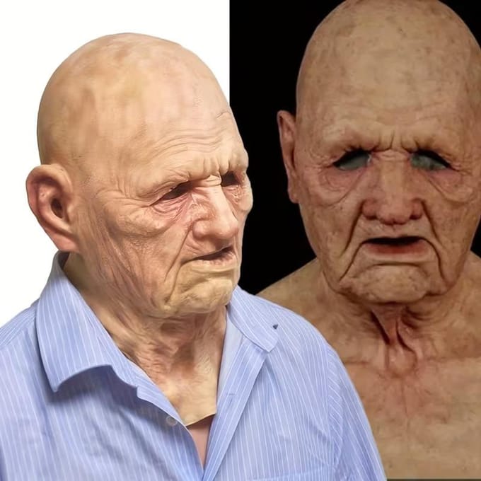 Un masque de grand-père réaliste et ridé One size fits all adults beige