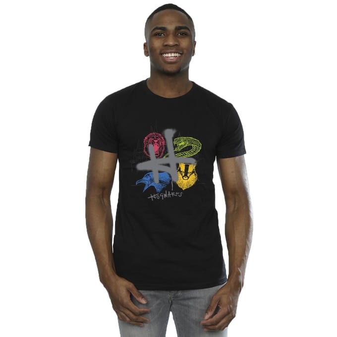 Harry Potter Heren Emblemen H Spuit T-shirt (Zwart)