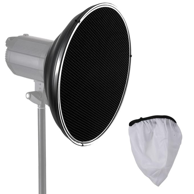 41.2cm/16in Studio Fotografie Reflector Beauty Dish Diffuser met Honingraatraster & Zachte Doek voor Silver Internal Surface