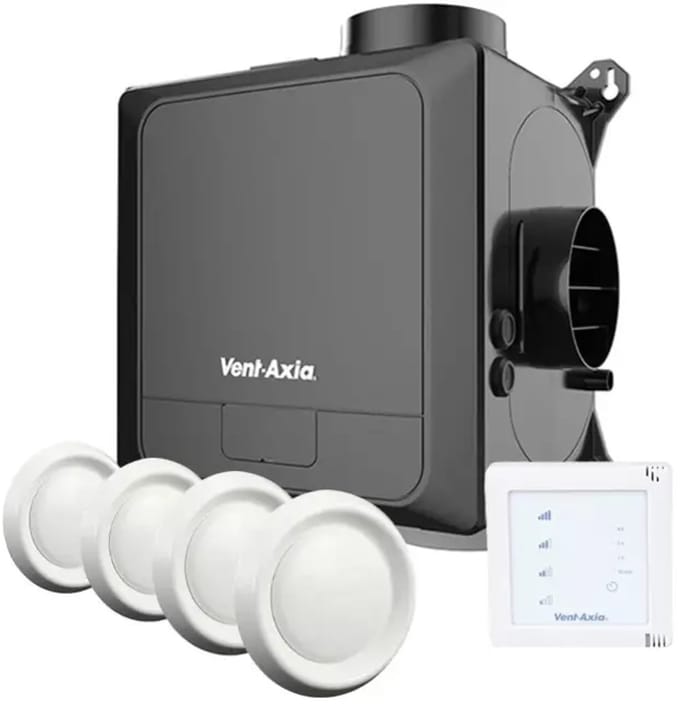 Vent-Axia Multihome AEC advance 368m³/h - CO2 inside, vochtsensor, bluethooth en eurostekker + SSU-B RF-regelaar + 4 ventielen