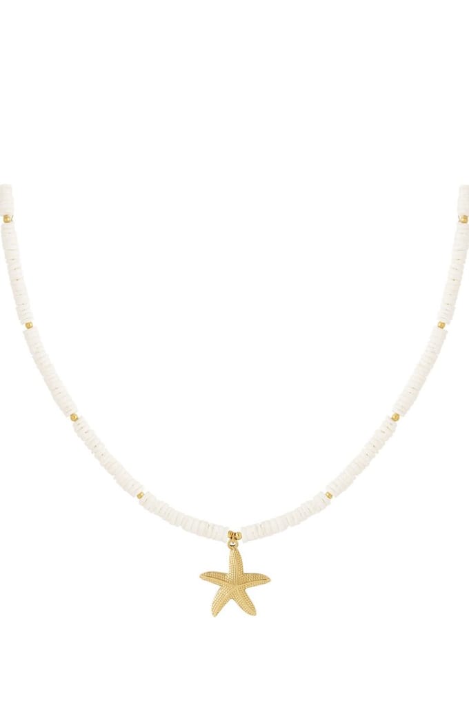 Grote zeester ketting- wit goudkleur