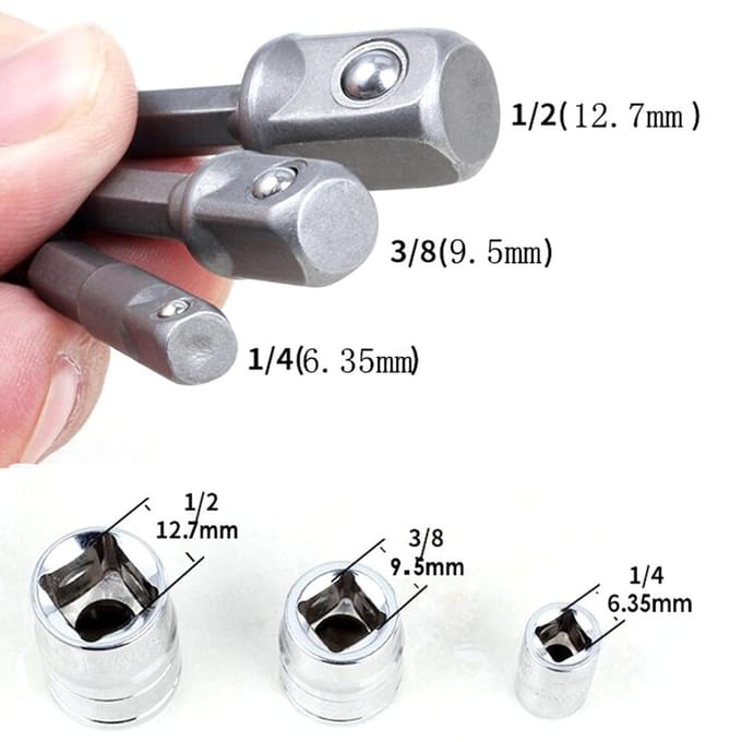 8-delige Socket Adapter Set Driver Zeskant Schacht Slagboor Bits Verlengstuk 1/4in 3/8in 1/2in