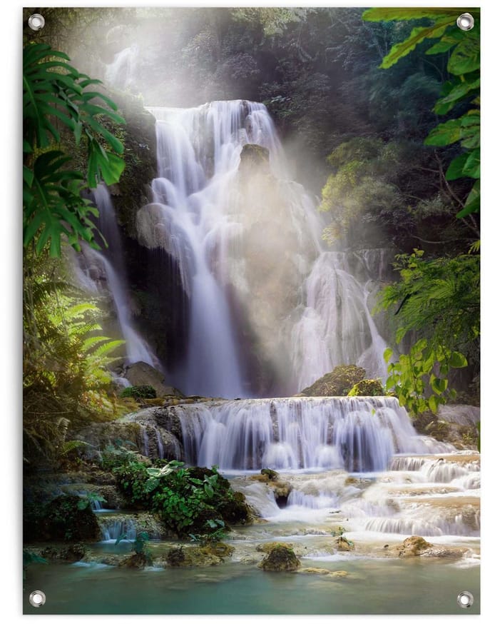 Tuinposter Waterval - 80 x 60 - Canvas - REINDERS